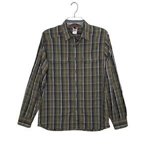 The North Face Mens Brown Green Plaid Long Sleeve Casual Button Down Shirt Size